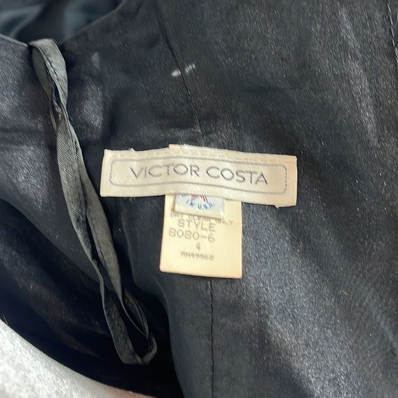 Victor Costa Vintage Black Off the Shoulder, V Back with Bow at Waist - Picture 14 of 17